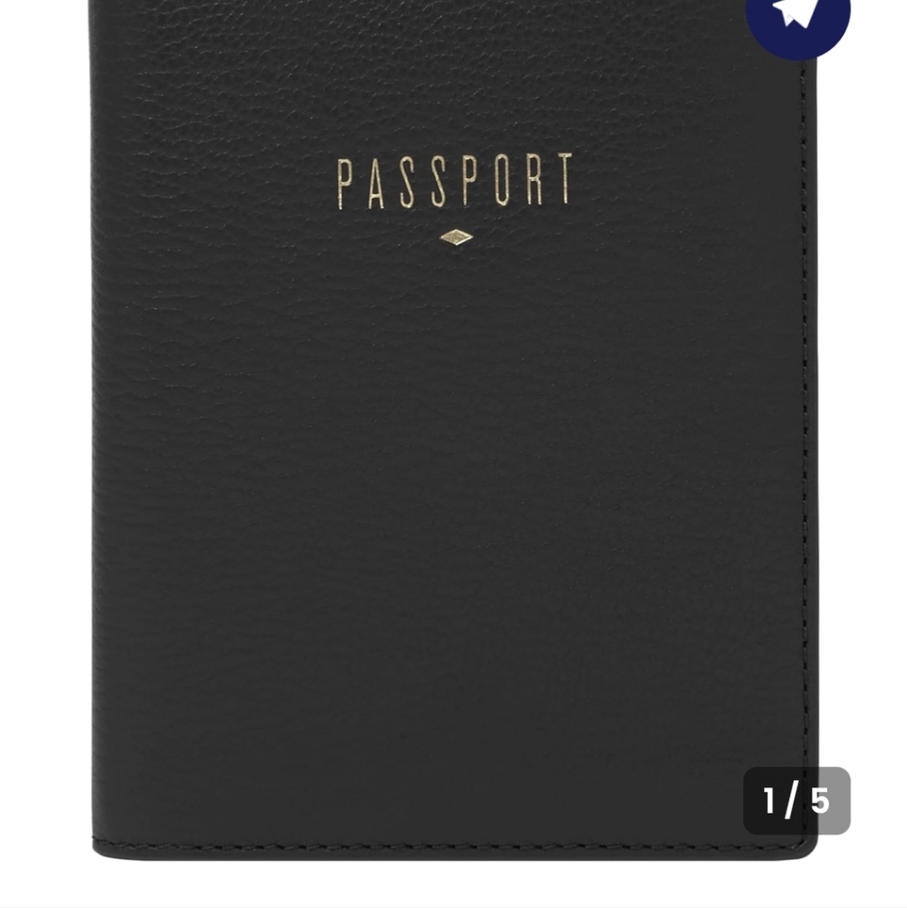 NWOT FOSSIL Black Leather Passport Card Holder